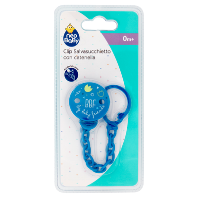 Neo Baby Clip Salvasucchietto con catenella 0m+ Dino Blu