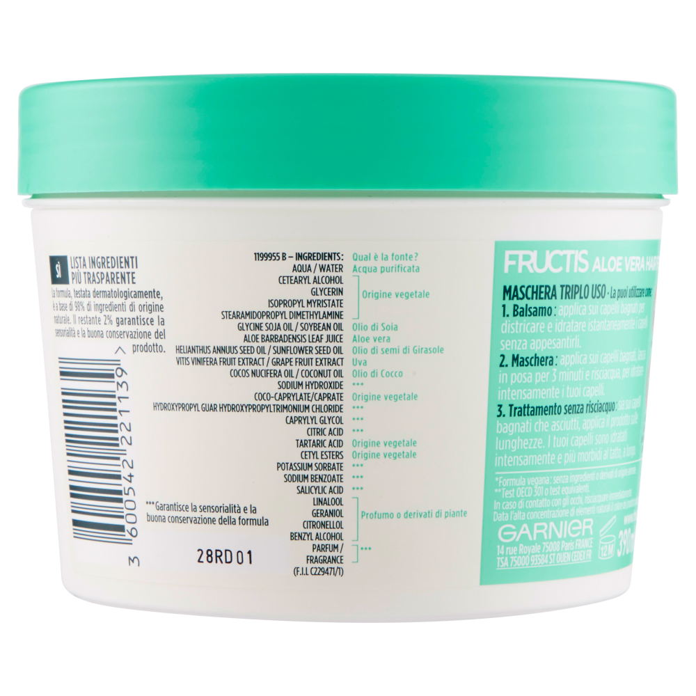 Fructis Hair Food Maschera Aloe Idratante 390 ml, , large