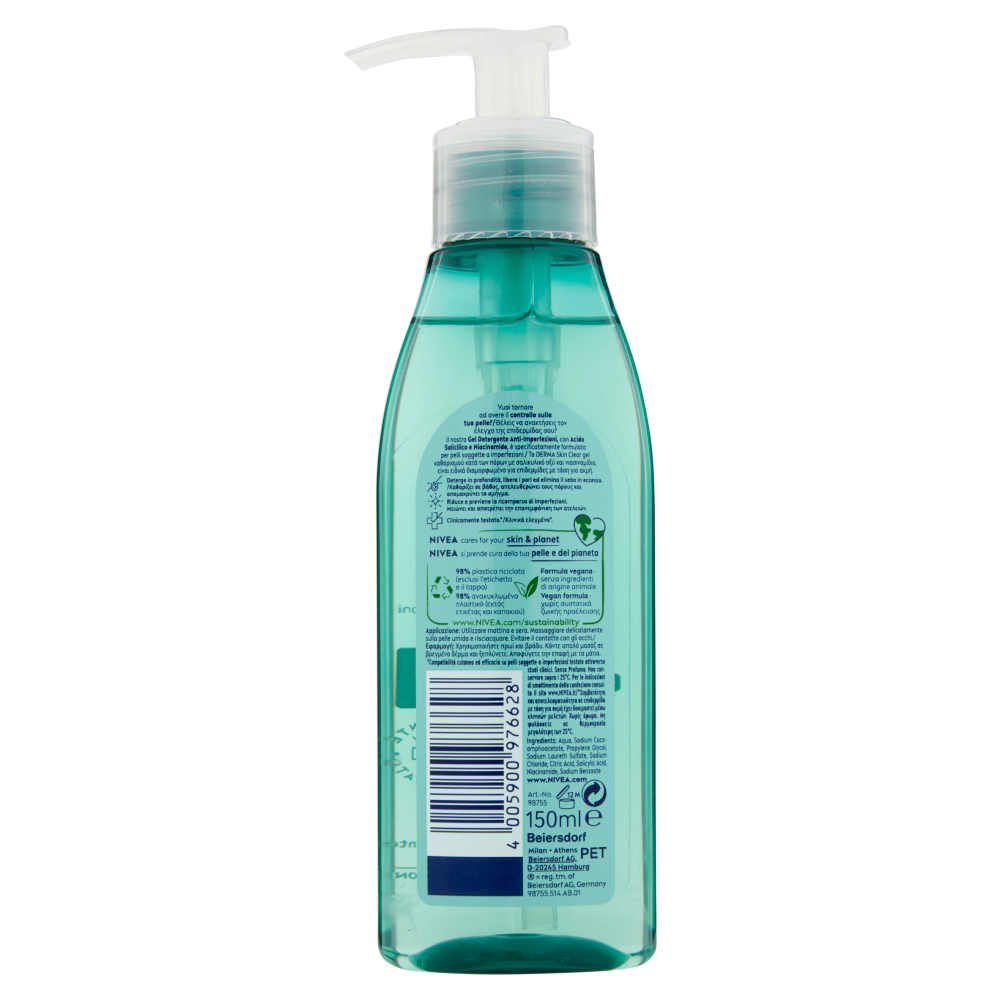 Nivea Derma Skin Clear Gel Detergente Anti-Imperfezioni 150 ml, , large