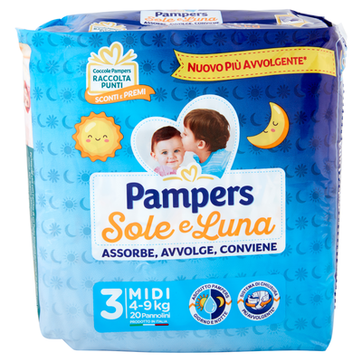 Pampers Pannolini Sole e Luna Midi 20 Pezzi