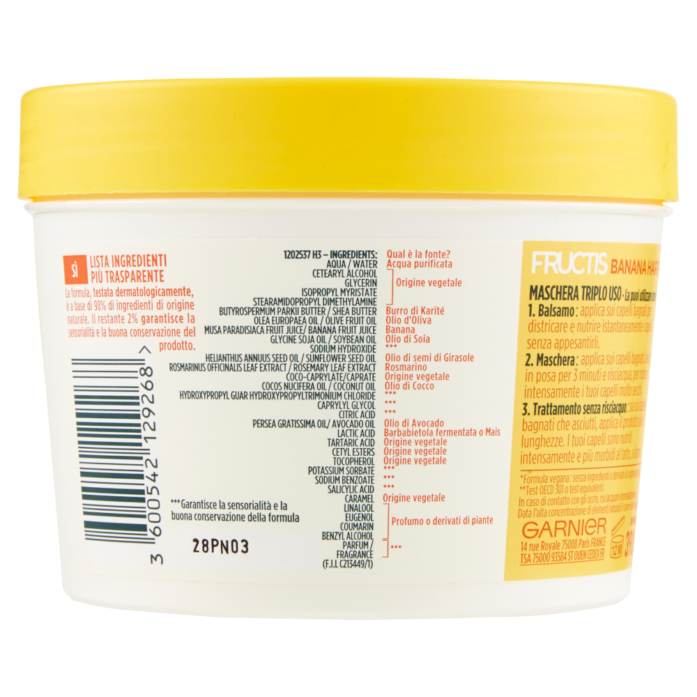 Fructis Hair Food Banana Maschera Nutriente 390 ml, , large
