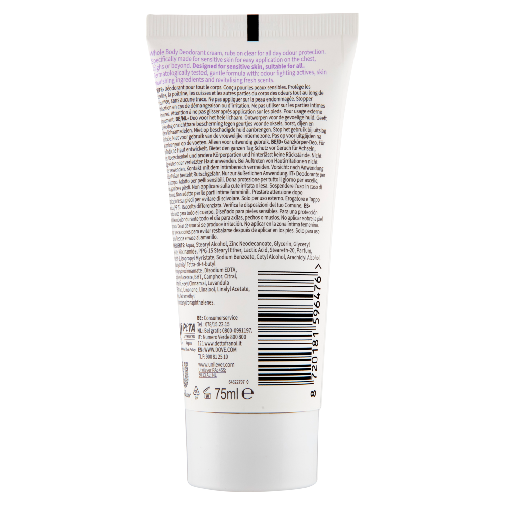 Dove Whole Body Deo Sensitive Lavender & Camomile Scent 75 ml, , large
