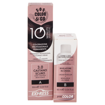 Alama SOS Colorazione Permanente e Rivelatore in Crema 3.0 Castano Scuro 90ml