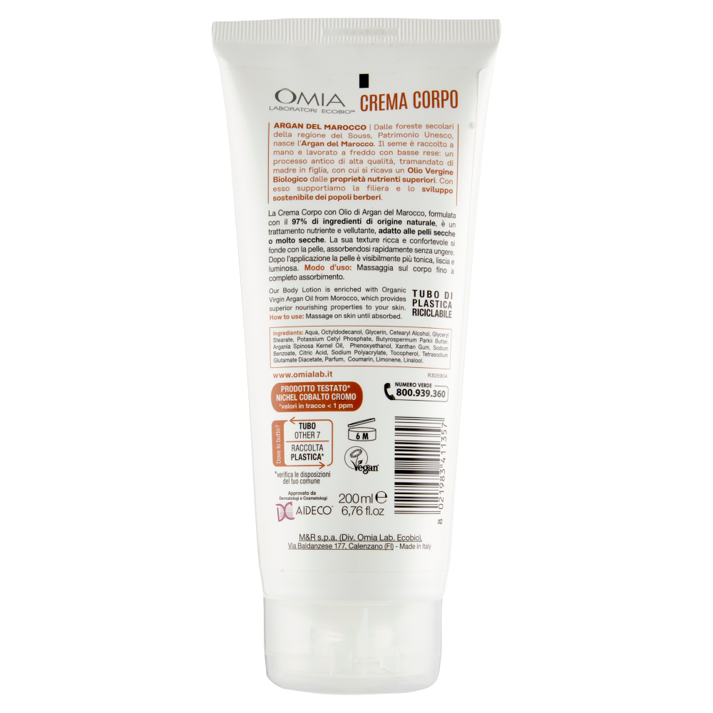 Omia Ecobiologico Crema Corpo Olio Argan 200 ml, , large