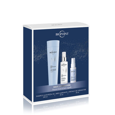 Biopoint cofanetto Hair Lamination Shampoo Lucentezza 200ml + Siero Laminante 50ml + Cristallo gel 20ml 