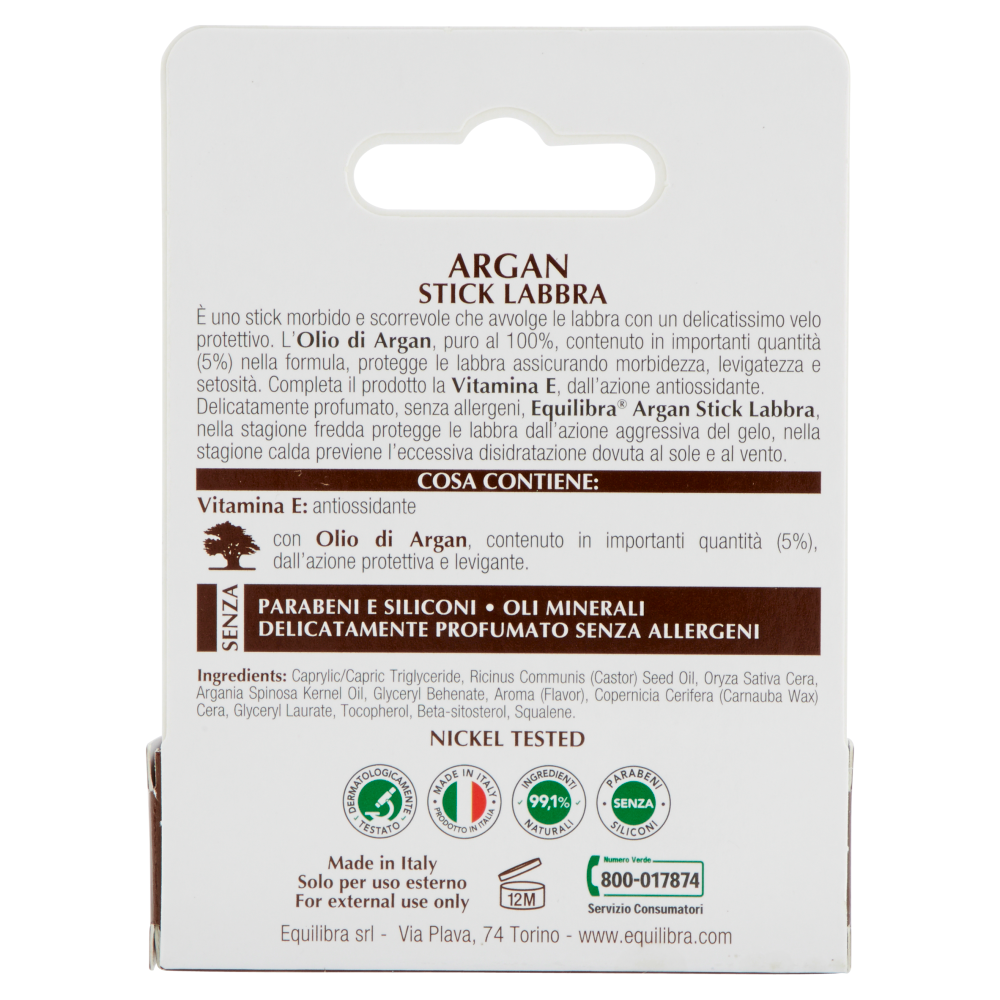 Equilibra Argan Stick Labbra Protettivo - Levigante 5,5 ml, , large image number null