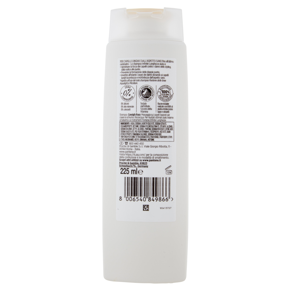 Pantene Pro-V Infinite Lunghezze Shampoo Capelli Medi o Lunghi 225 ml, , large