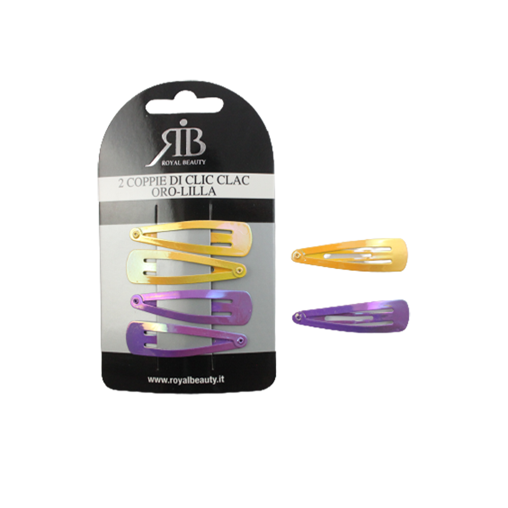 Royal Beauty Clic Clac 2 Coppie Oro e Lilla - -