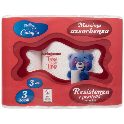 Caddy's Carta Cucina 3 Rotoli 3 Veli