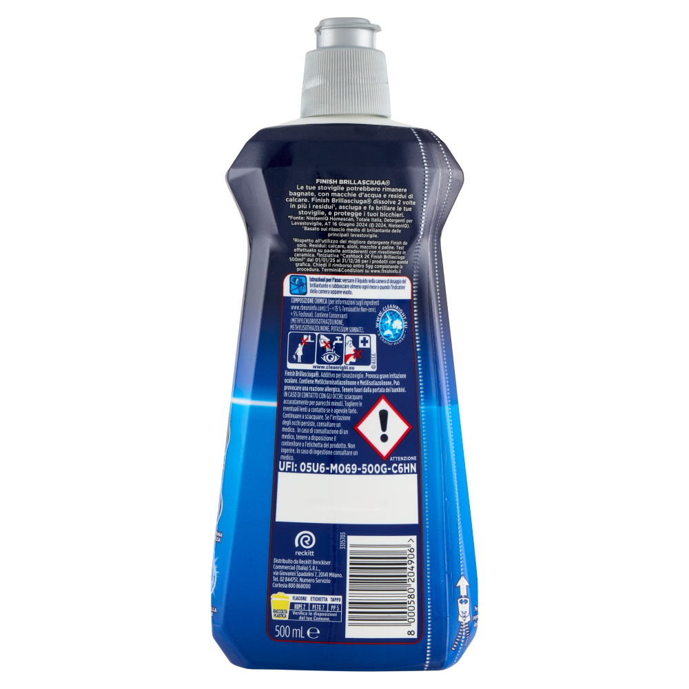 Finish Brillasciuga Regular Brillantante Lavastoviglie 500 ml, , large