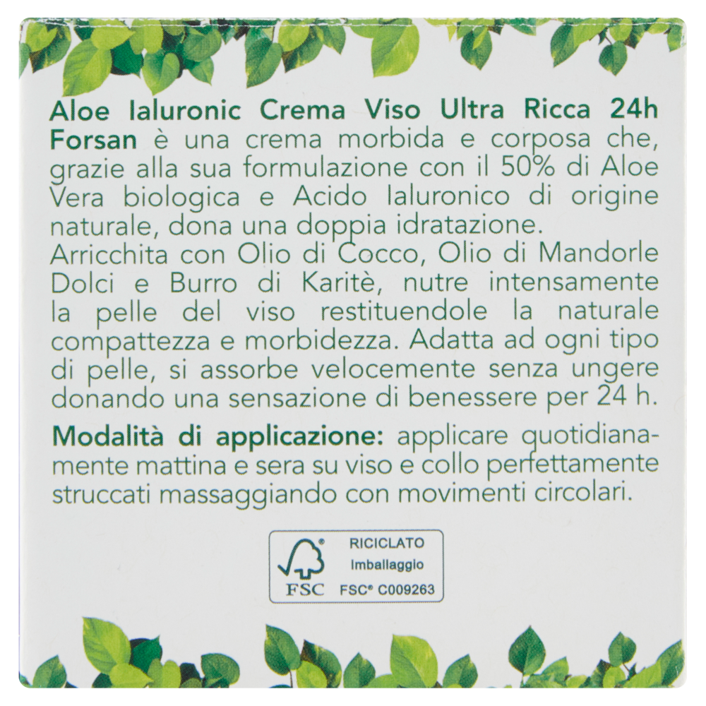 Forsan Aloe Ialuronic Crema Viso Ultra Ricca 24h Nutriente Intensiva 50 ml, , large