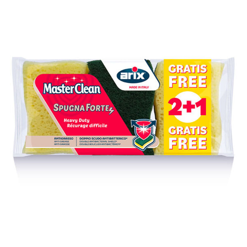 Masterclean Spugna Forte Antibatterica e Antigrasso	3 pz, , large
