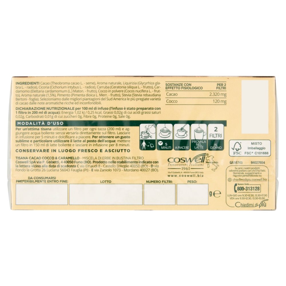 L'Angelica Le Tisane Emozioni al Cacao Cacao Cocco & Caramello 15 Filtri, , large