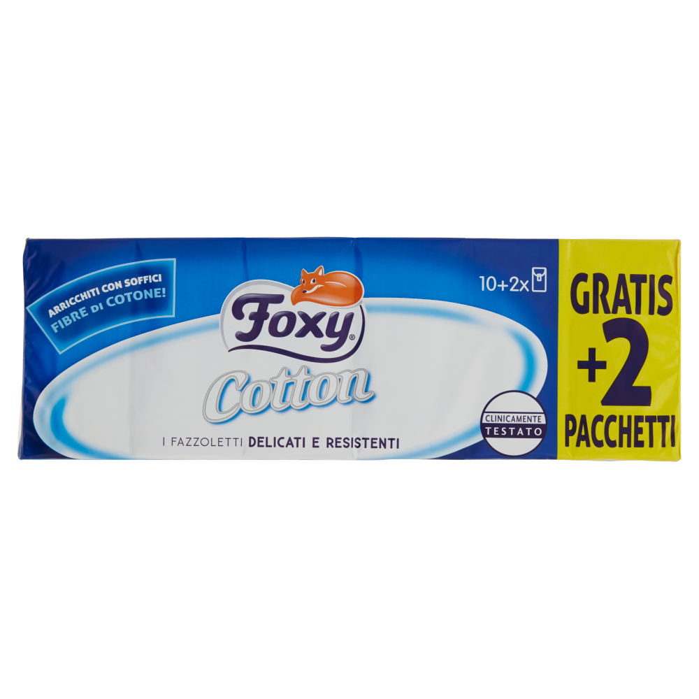 Foxy Fazzoletti Cotton 4 Veli 10 + 2 Pacchetti, , large