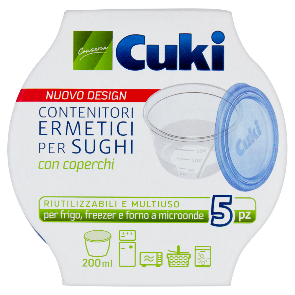 Cuki Conserva Contenitori Ermetici per Sughi con Coperchio 5 Pezzi, , large