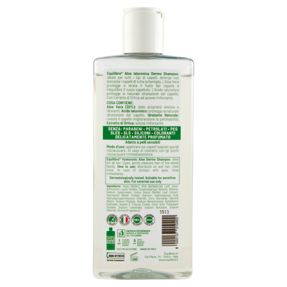 Equilibra Aloe Ialuronica Dermo Shampoo Idratante 265 ml, , large