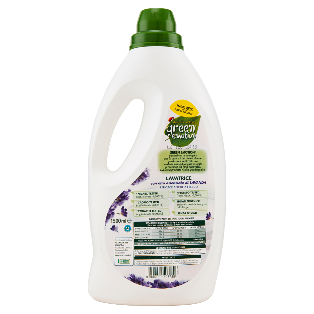 Green Emotion Lavanda Detersivo Lavatrice 1500 ml, , large
