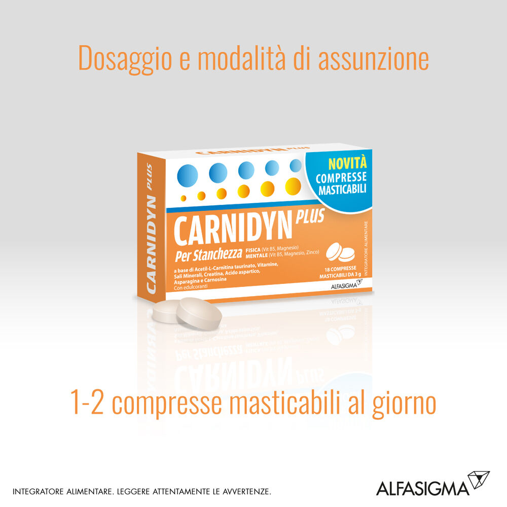 Carnidyn Plus per Stanchezza 18 Compresse Masticabili, , large