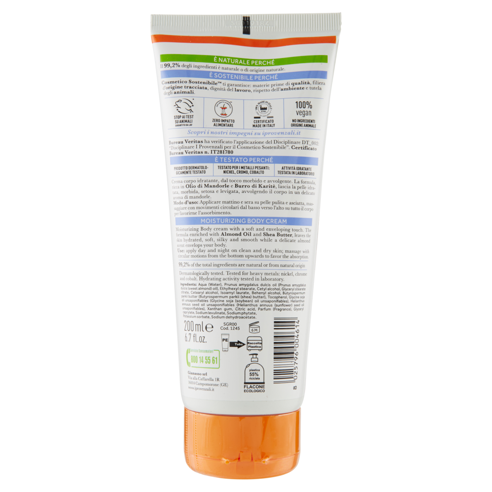 I Provenzali Crema Corpo Erboristica Mandorle Dolci Idratante 200 ml, , large