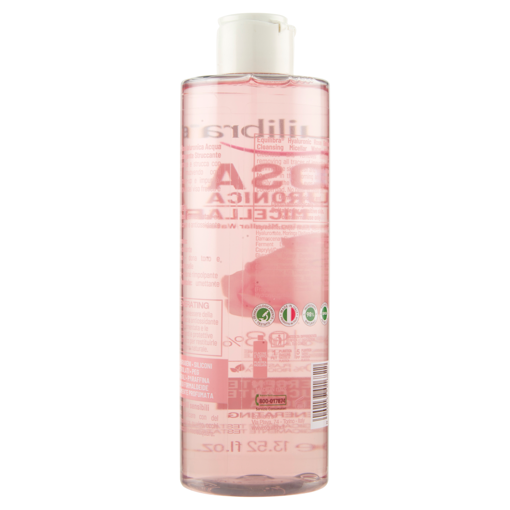 Equilibra Rosa Ialuronica Acqua Micellare Detergente Struccante Delicata 400 ml, , large