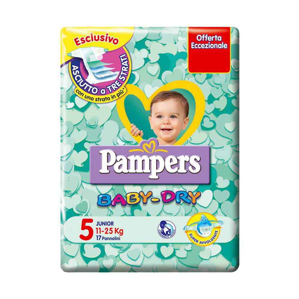 Pampers Baby Dry 5 Junior 11-25 kg 17 Pannolini, , large