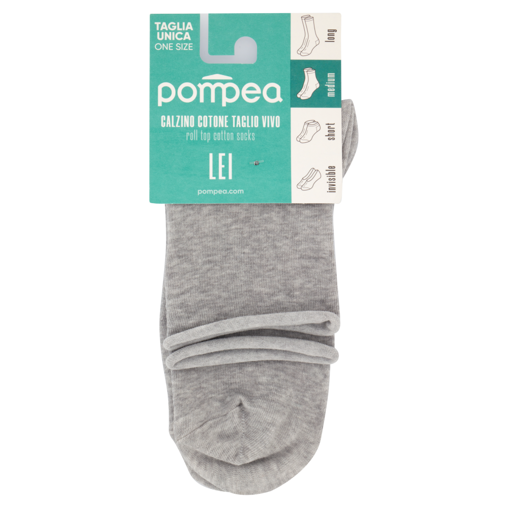 Pompea Lei Calzino Cotone Taglio Vivo Isidora Medium Taglia Unica Grigio Melange, , large