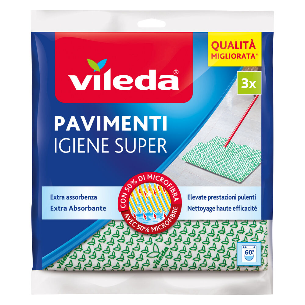 Vileda Igiene Super Panno Pavimenti 3 Pezzi, , large