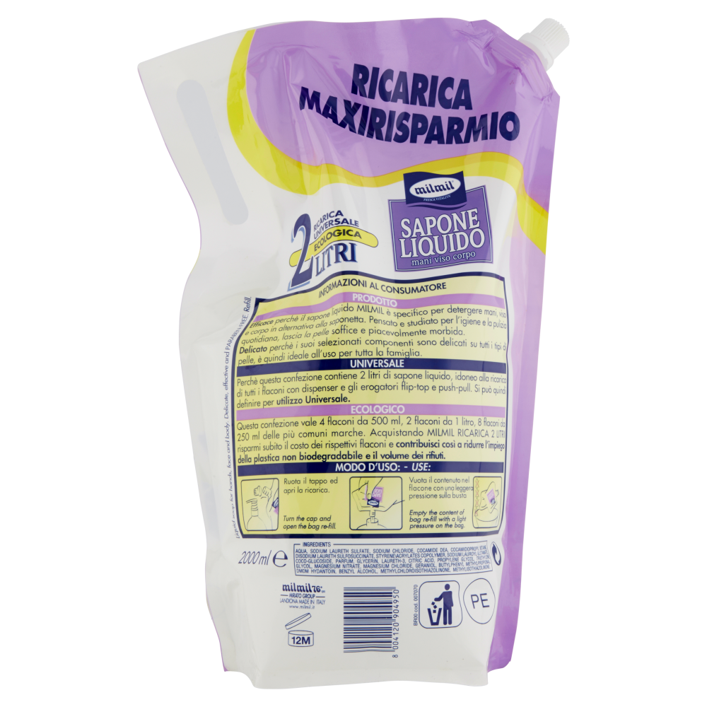 Mil Mil Iris Sapone Liquido Ricarica 2000 ml, , large