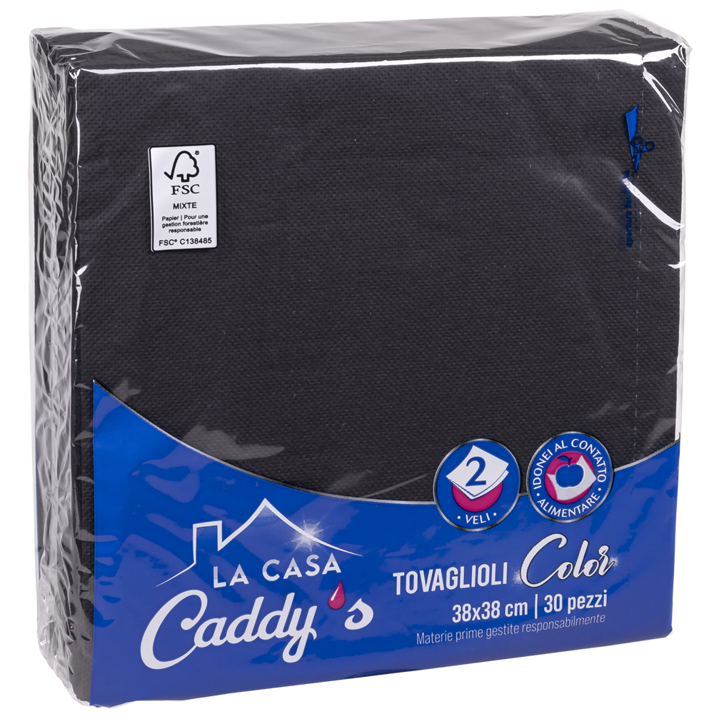 Caddy's Tovaglioli 38x38 Nero 30 Pezzi, , large