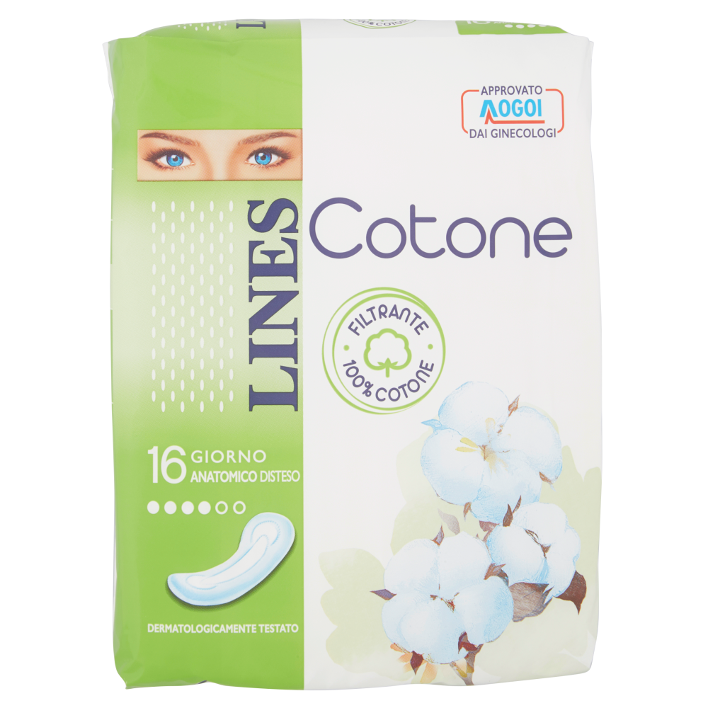 128pz LINES COTONE assorbenti giorno anatomici distesi 100% cotone - Immagine 13