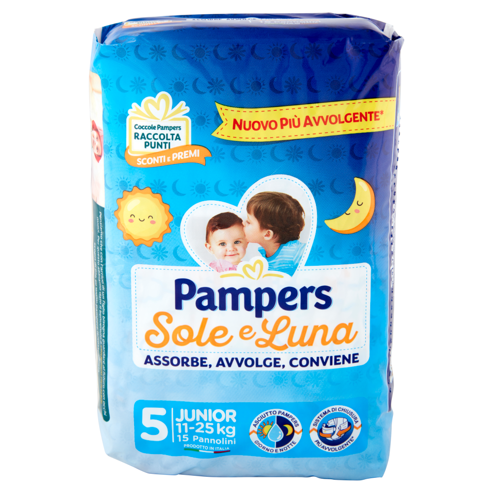 Pampers Pannolini Sole e Luna Junior 15 Pezzi, , large