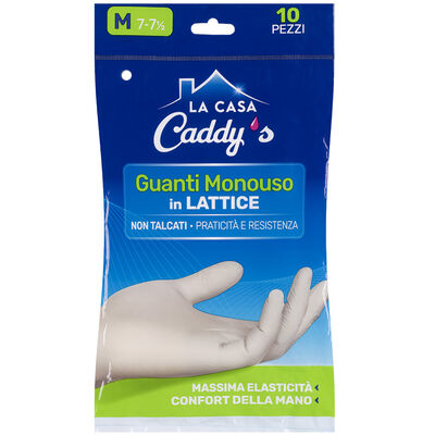 Caddy's Guanti Monouso in Lattice non Talcati Taglia M 10 Pezzi