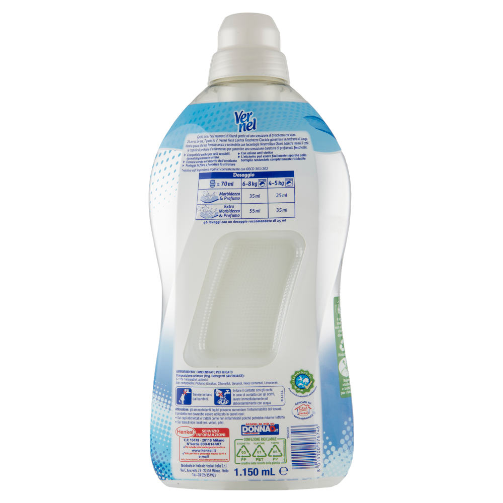 Vernel Concentrato Fresh Control Blu 46 Lavaggi, , large