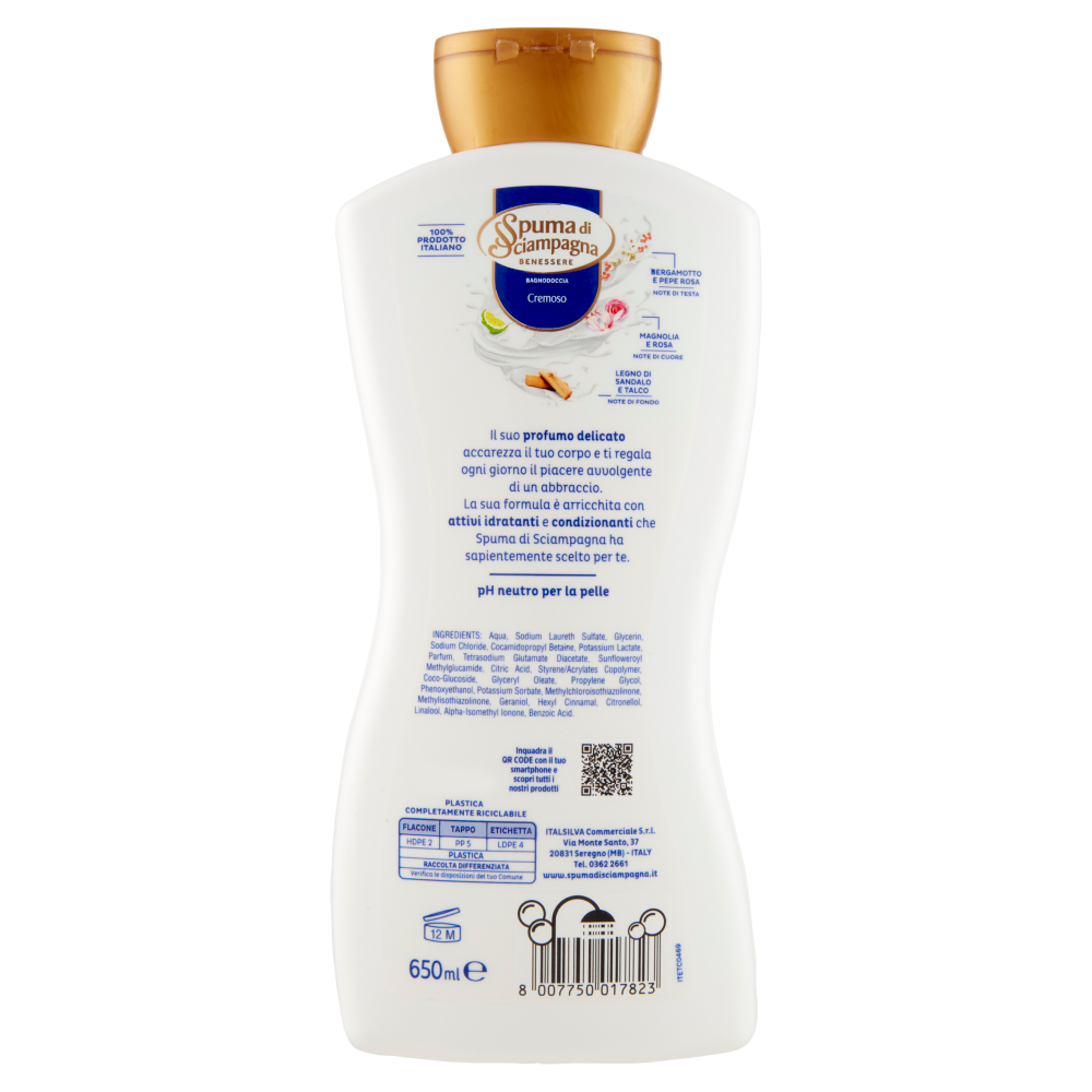 Spuma di Sciampagna Benessere Bagnodoccia Cremoso 650 ml, , large