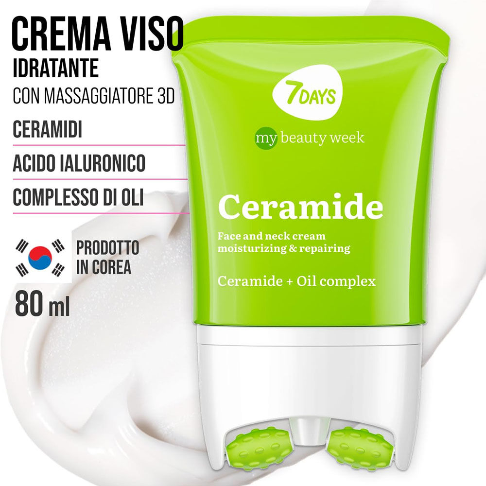 7Days Crema Viso Idratante Anti-age con Ceramide e Roller Massaggiatore 80 ml, , large