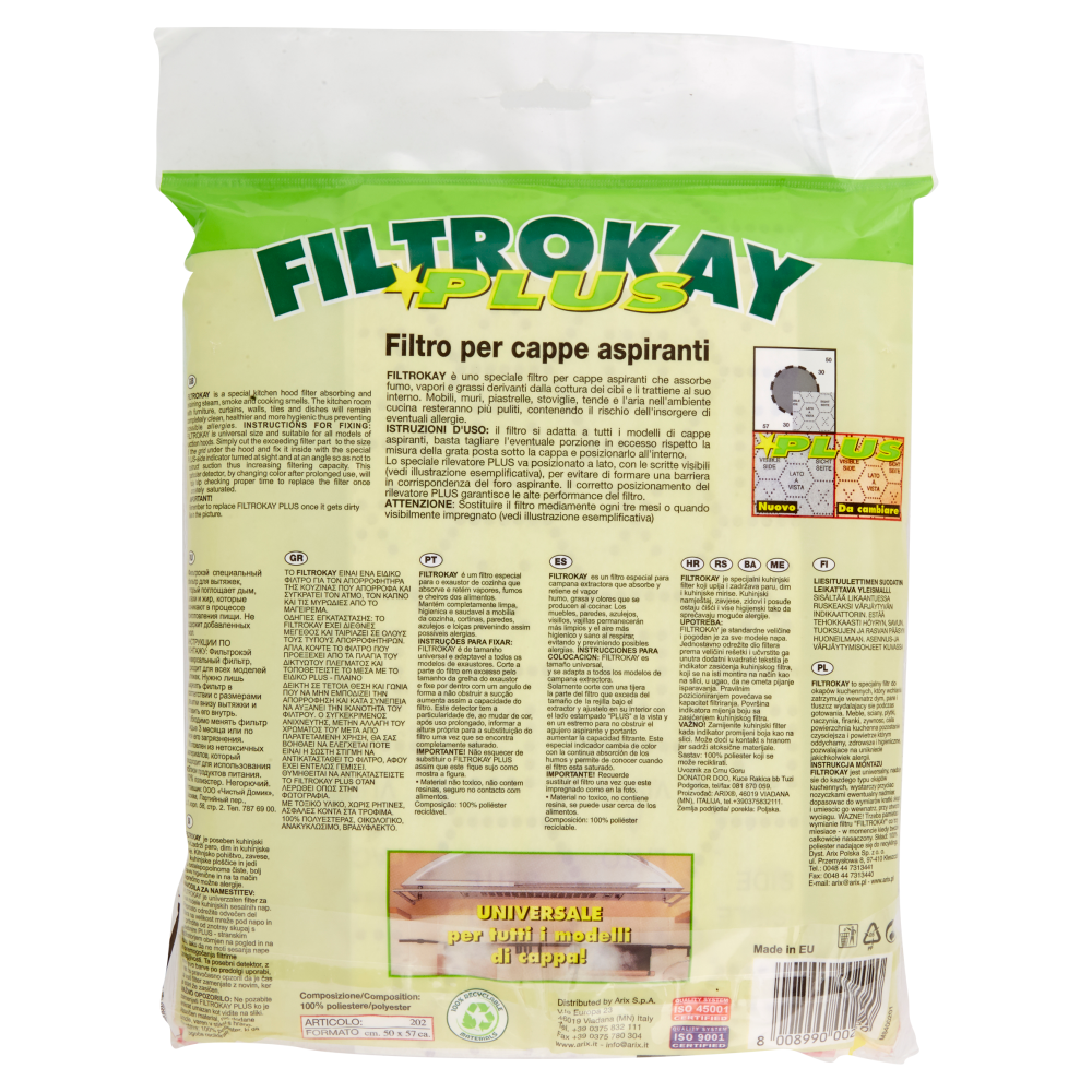 Arix Filtrokay Plus Filtro per Cappe Aspiranti, , large