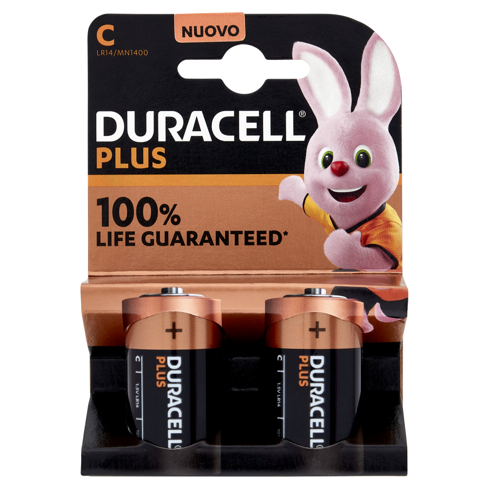 Duracell Plus C Batterie Mezza-Torcia Alcaline 1.5V LR14 MX1400 Confezione da 2 - -