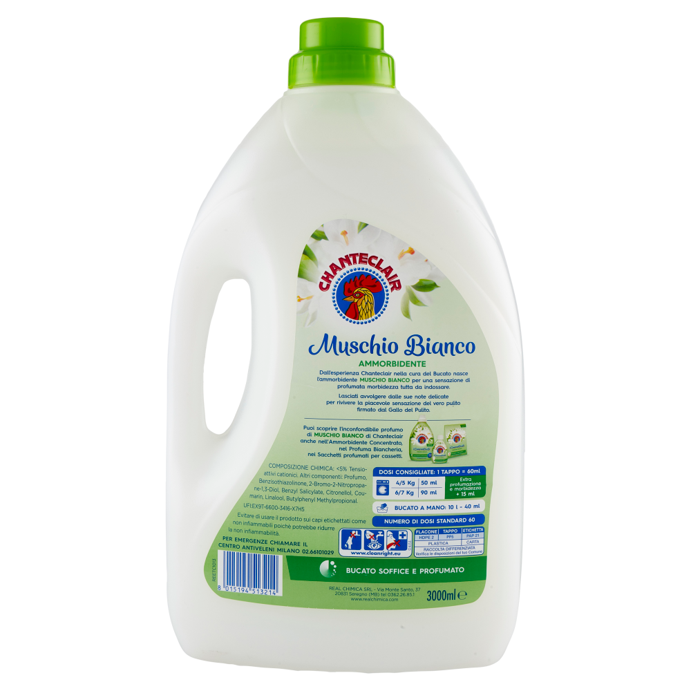 Chanteclair Muschio Bianco Ammorbidente 3000 ml, , large
