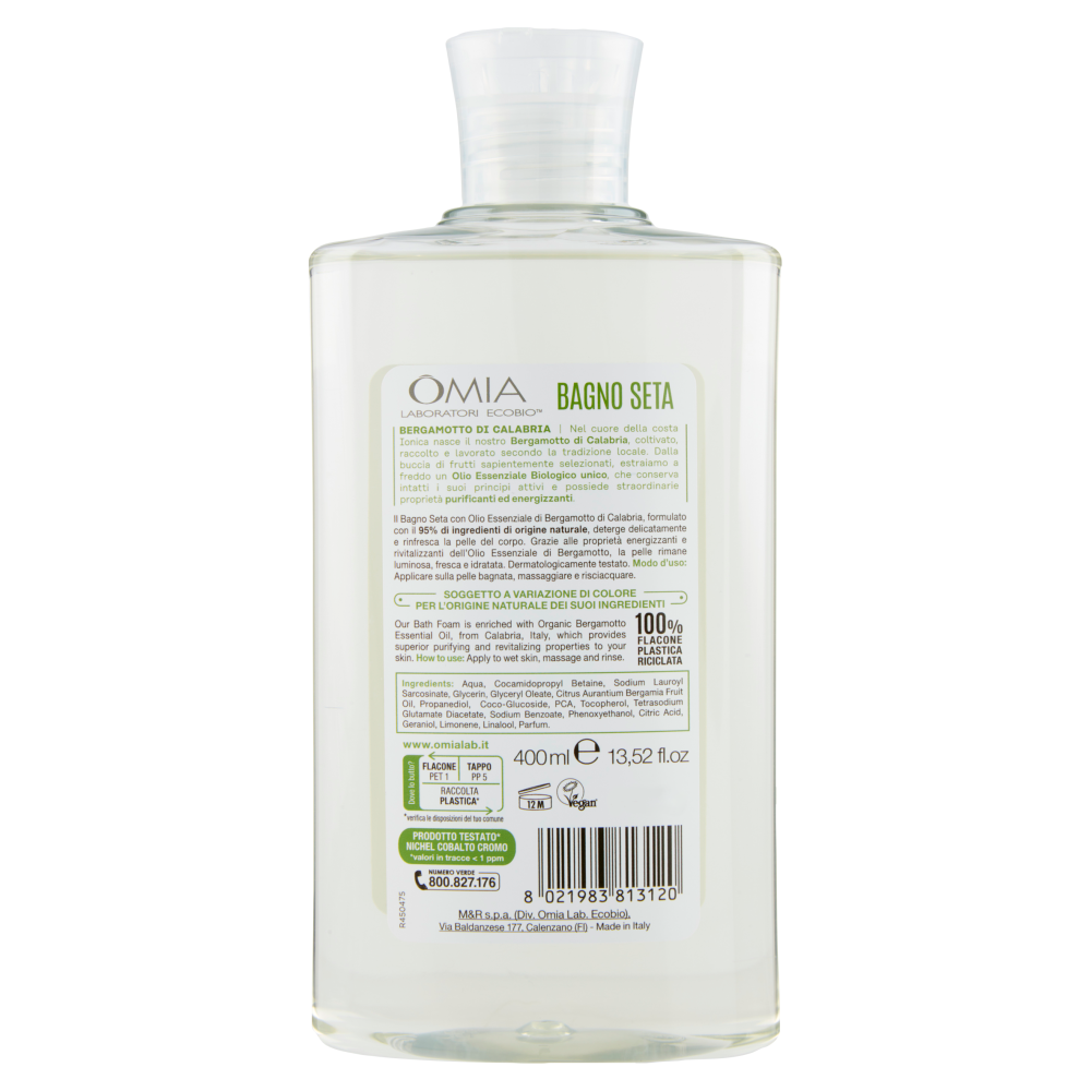 Omia Laboratori Ecobio Omia Bagno Seta bergamotto di Calabria Energizzante 400 ml, , large