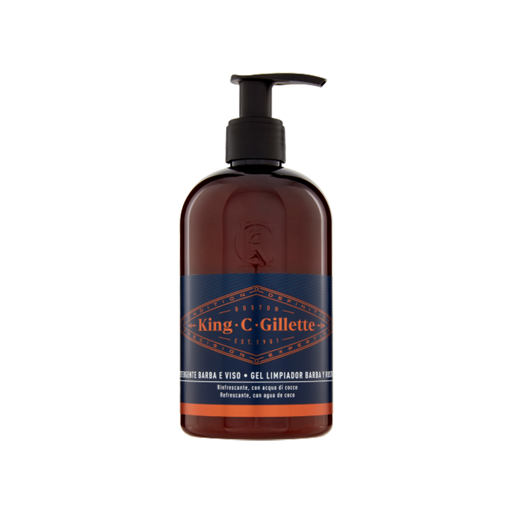 Gillette King C. Detergente Barba e Viso con Acqua di Cocco, Olio di Argan e Olio di Avocado 350 ml, , large