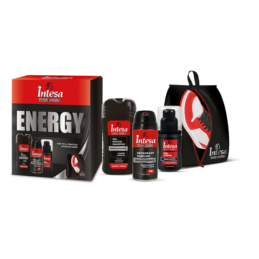 Intesa Cofanetto Uomo Gel Doccia Shampoo 250ml + Deodorant Parfumé 180ml + Gel crema 100ml + Porta scarpe - -
