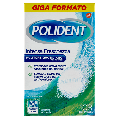 Polident Intensa Freschezza Pulitore Quotidiano per Protesi Dentali 108 Compresse