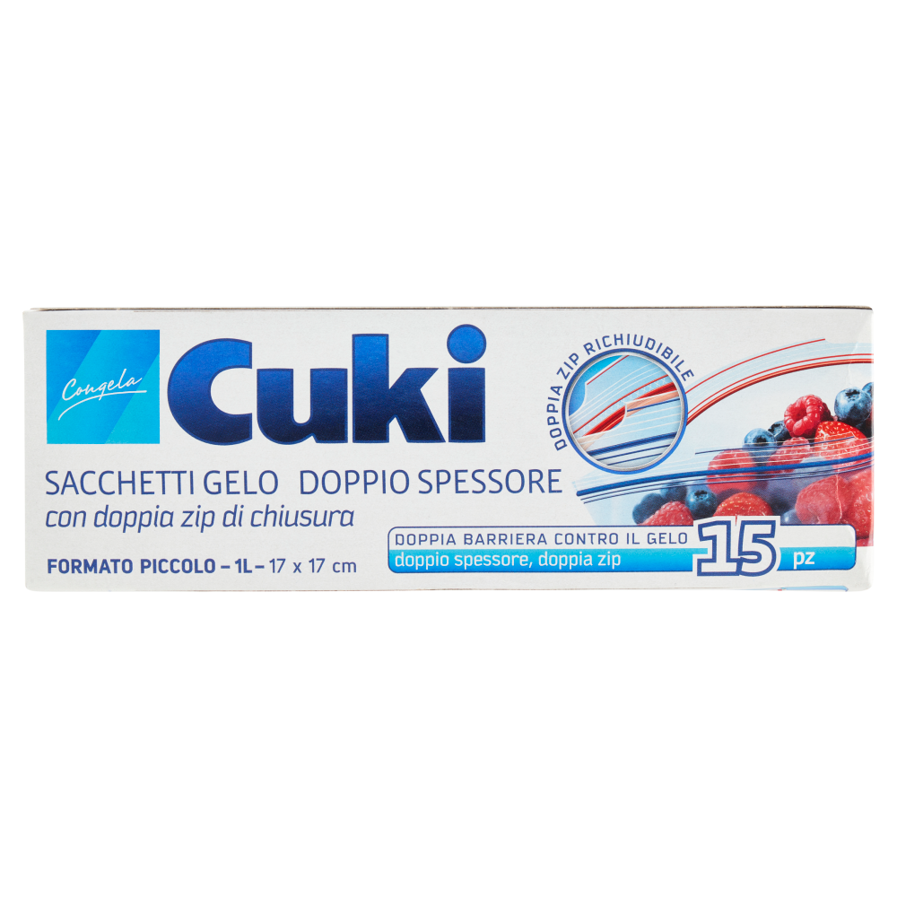 Cuki Congela Sacchetti Gelo Doppio Spessore Formato Piccolo 1L 17 x 17 cm 15 Pezzi, , large