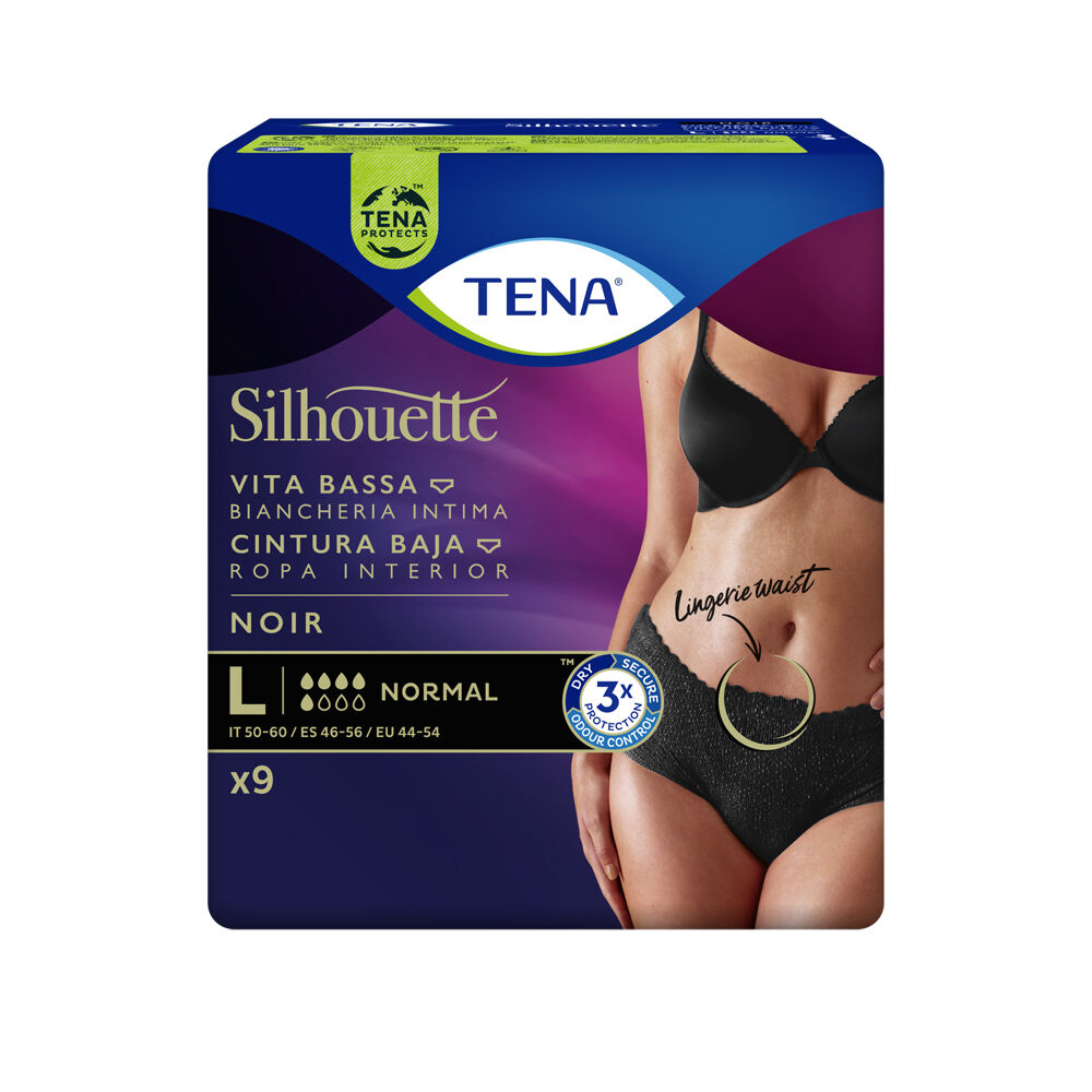 Tena Silhouette Normal Noir Vita Bassa L 9 - mutandine assorbenti femminili,  Tena Silhouette Normal Noir Vita Bassa L 9 - mutandine assorbenti femminili, , large