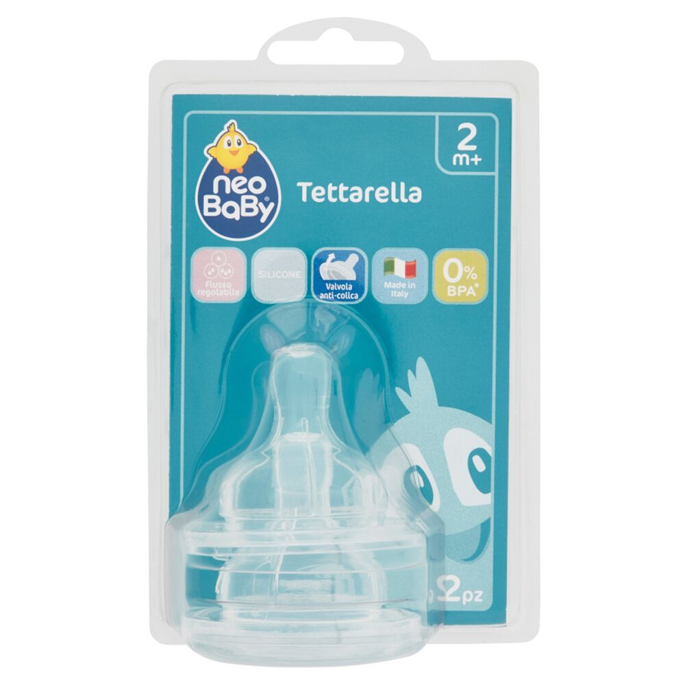 Neo Baby Tettarella Silicone Flusso Regolabile 2m+ 2 Pezzi, , large