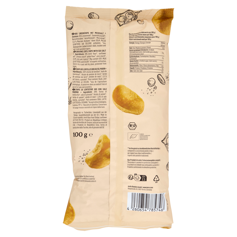 KoRo Bio Linsenchips Mit Meersalz 100 g, , large