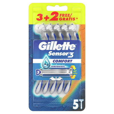 Gillette Sensor3 Comfort Rasoio da Uomo Usa e Getta 3+2