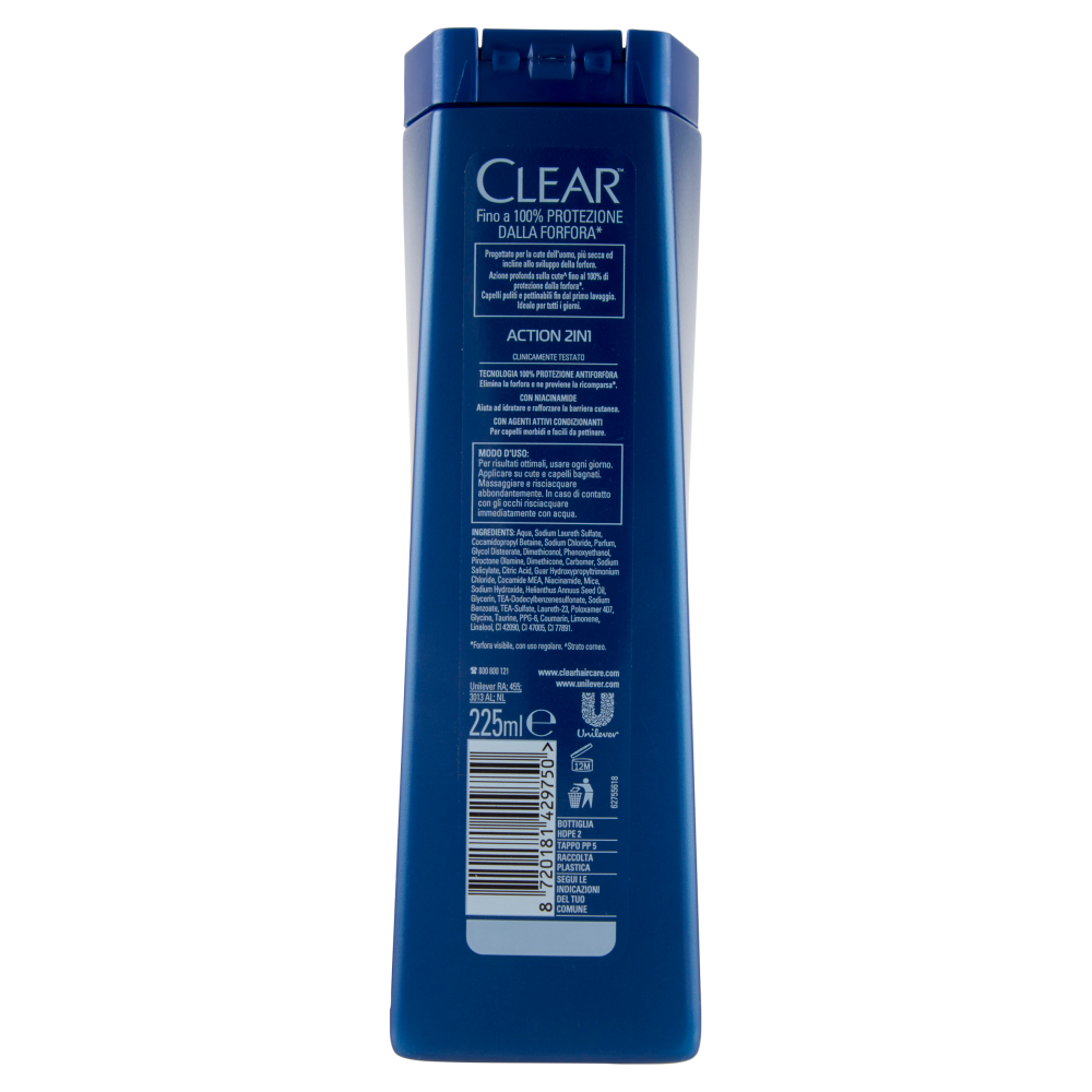 Clear Men Shampoo Antiforfora  Action 2in1 225 ml, , large