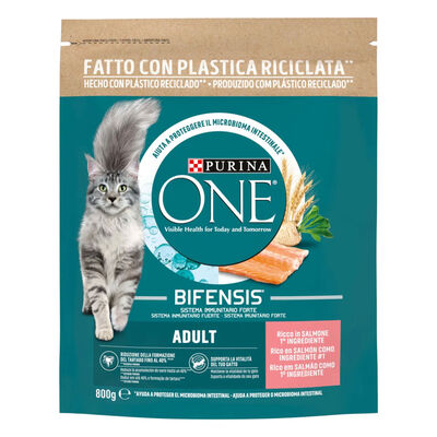 Purina One Bifensis Crocchette Adulti Ricco in Salmone e Cereali Integrali 800 g