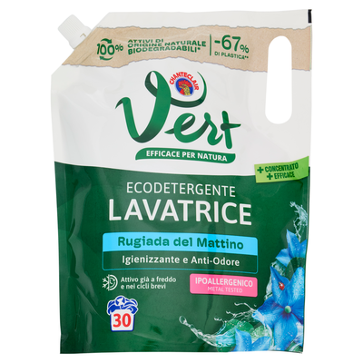 Vert di Chanteclair Ecodetergente Lavatrice Rugiada del Mattino 1200 ml
